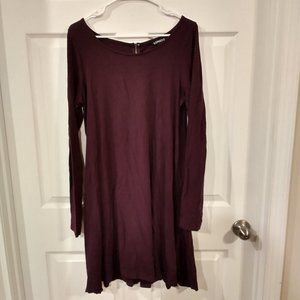 Express Shift Dress-Burgundy L